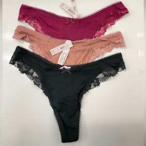NWT  3pcs Victoria's Secret Lace Trim Panty set